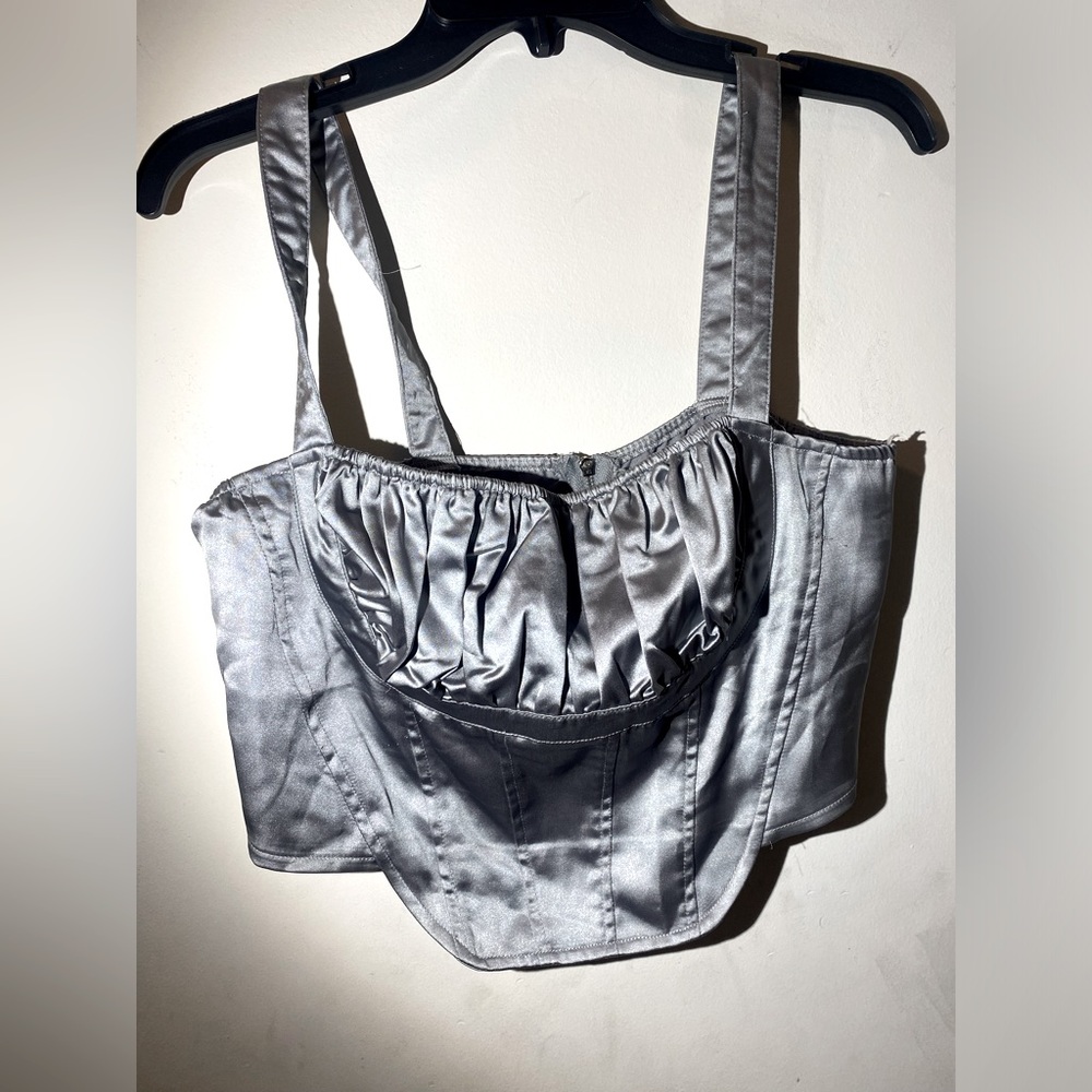 Missguided Silver Crop Top